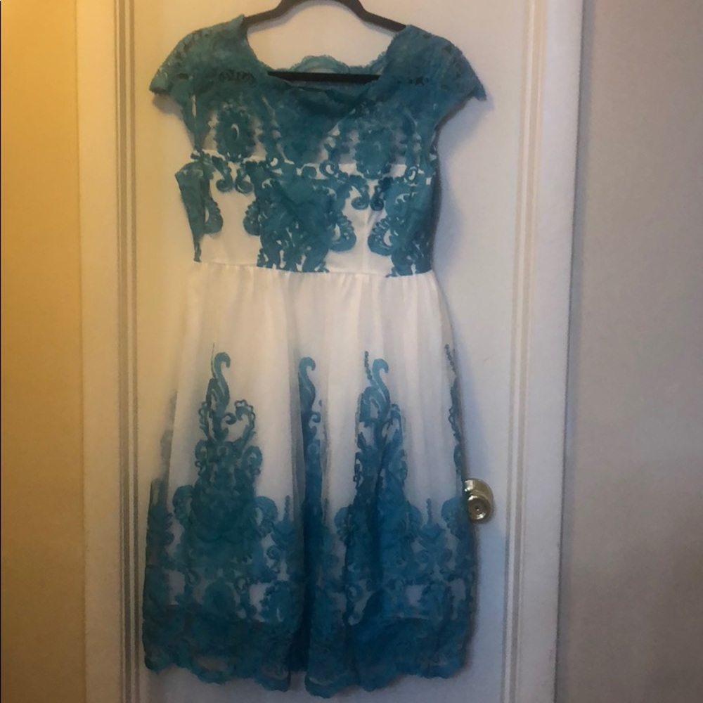 White and blue dress